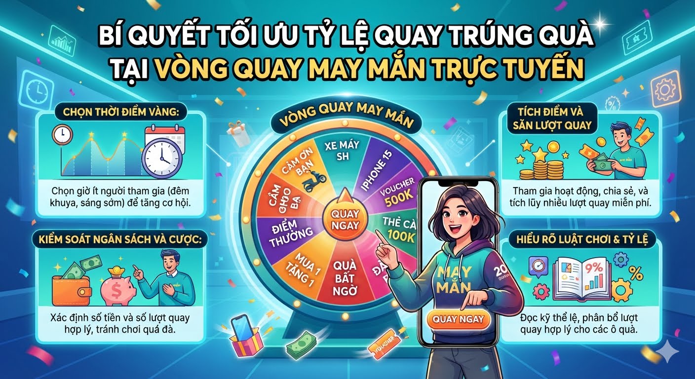 quay trúng quà tại vòng quay may mắn