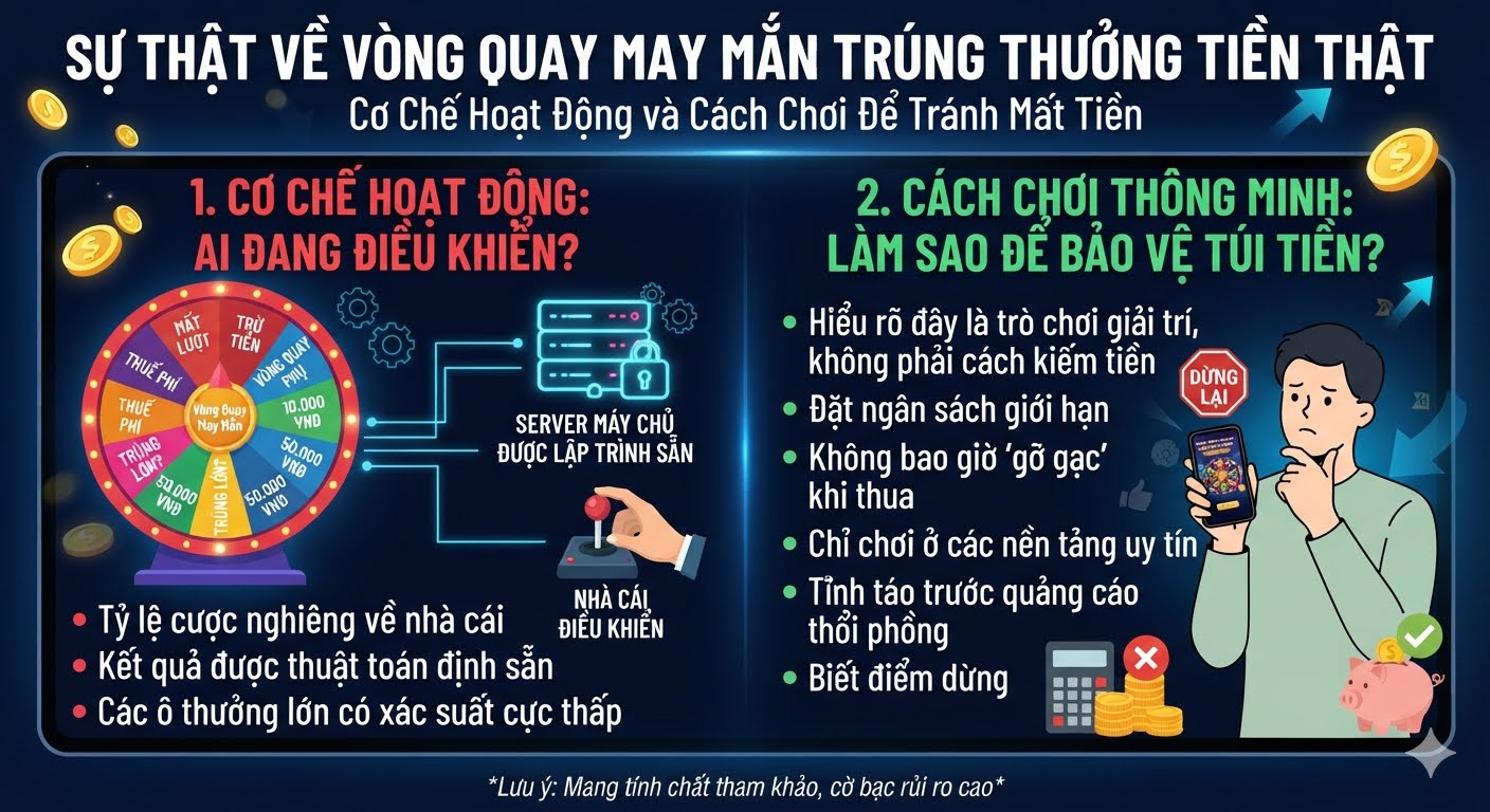 vòng quay may mắn trúng thưởng tiền thật