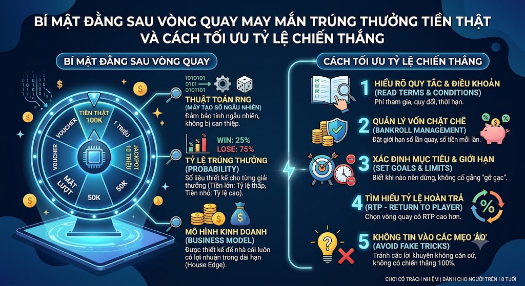 vòng quay may mắn trúng thưởng tiền thật.